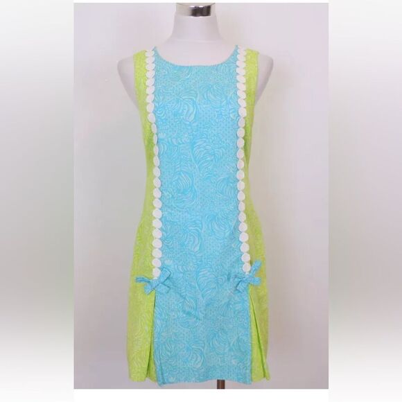Lilly Pulitzer Jubilee Shift Dress Lime Green & Aqua 50th Anniversary 6 NWT $198 - Picture 4 of 6